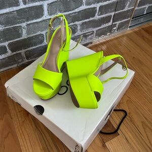 Aldo Neon Yellow Platform Sandals